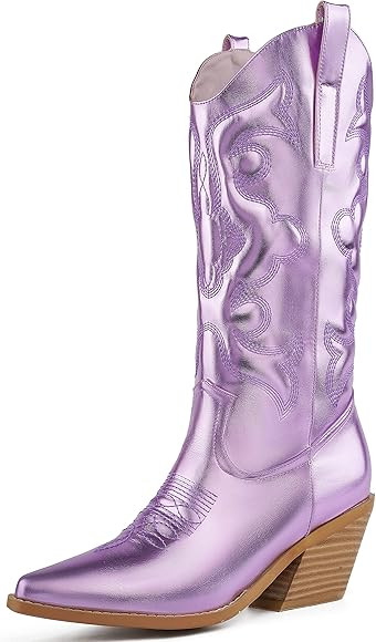 SO SIMPOK Cowboy Boots for Women Embroidered Stitching Chunky Stacked Heel Cowgirl Boots Snip Toe... | Amazon (US)