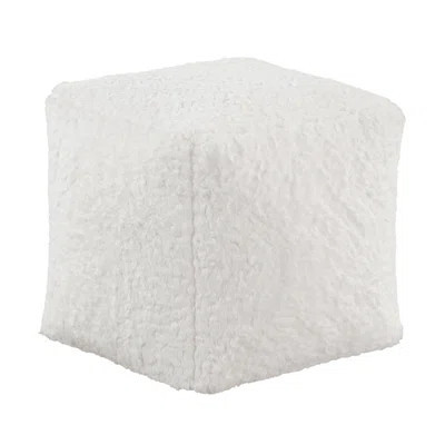 Modern Pouf With Faux Fur Upholstery, Non-Slip Floor Symbol, Zippered, 300Lbs Weight Capacity , Square Mark, | Wayfair North America