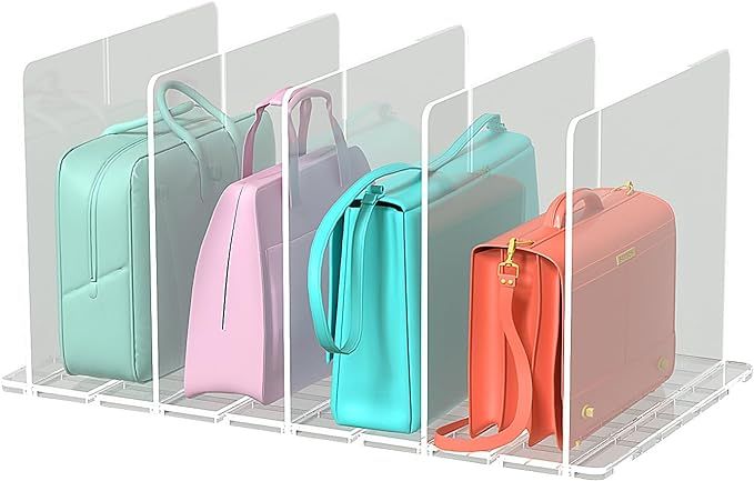 Purse Organizer for Closet,Adjustable Shelf Divider for Closet, Clear Purse Organizers for Closet... | Amazon (US)