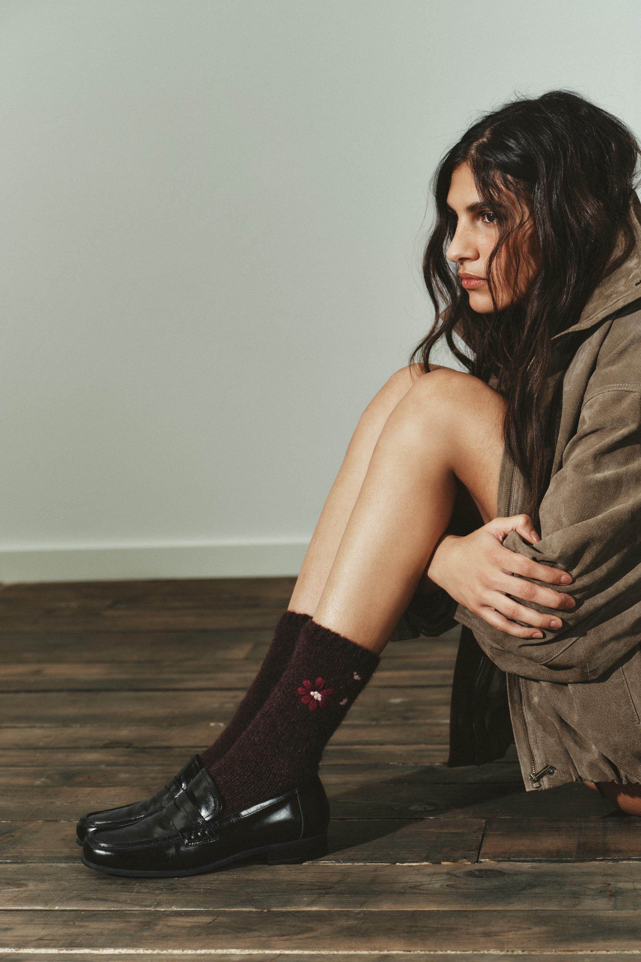 EMBROIDERED FLORAL SOCKS | Zara US