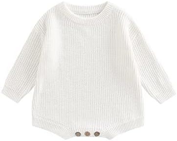 woshilaocai Baby Boy Girl Sweater Oversized Long Sleeve Romper Warm Crewneck Bodysuit Knitted Win... | Amazon (US)