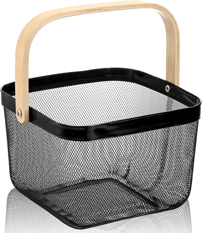 ZEAYEA Mesh Steel Fruit Basket Bin with Handle, Multi-functional Hanging Storage Organizer Garden... | Amazon (US)