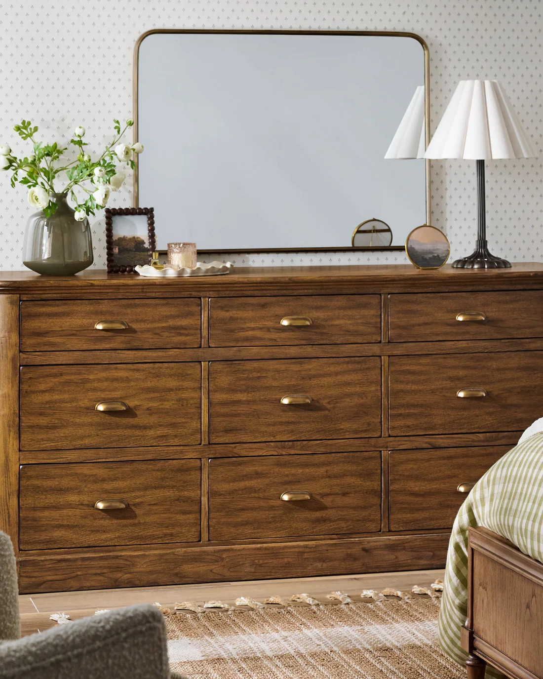 Collin Ribbed Brass Mantel Mirror | Magnolia