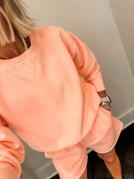 Matching set
So soft and comfy
Sweatshirt runs big- I’m in xxs
Shorts run smallish/ true to size
Do not size up.  Elastic waist, I’m in my true size xs
Summer outfit
Matching set
Mom style
Elevated lounge wear, sports mom

#LTKOver40 #LTKStyleTip #LTKFindsUnder100