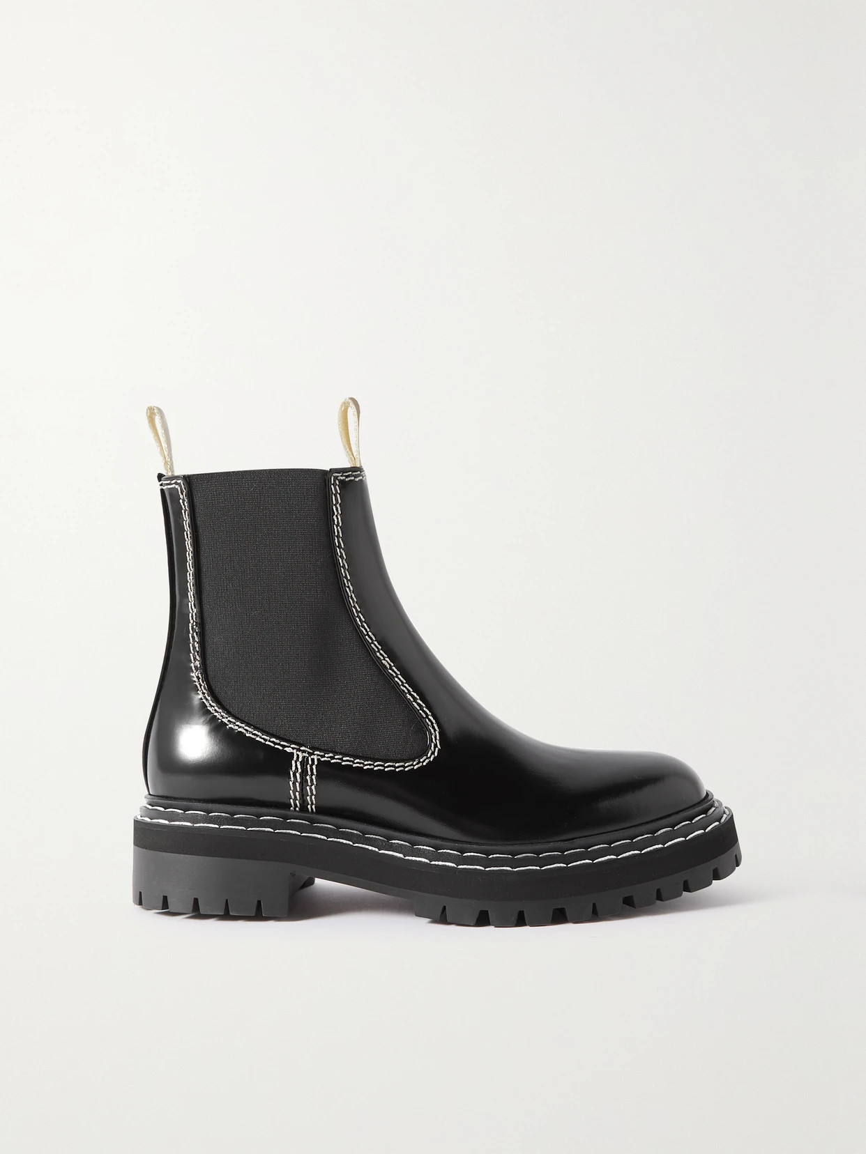 Proenza Schouler - Topstitched Leather Chelsea Boots - Black | NET-A-PORTER (US)