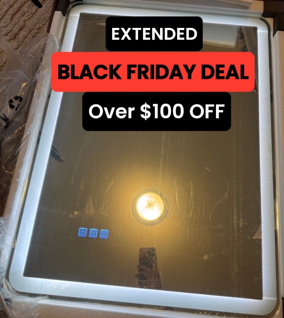 ✨ Extended ✨BLACK FRIDAY DEAL! 💥 $105.71 OFF! Brighten up your space in style 🤎 I unboxed this LED bathroom vanity mirror (24”x32”)—the film is still on it! It is anti-fog, dimmable, shatter-proof, & gives you both backlit + front-lit glow. Sleek, modern, and perfect for your morning routine. 🪞

#LTKGiftGuide #LTKCyberWeek

#LTKSaleAlert