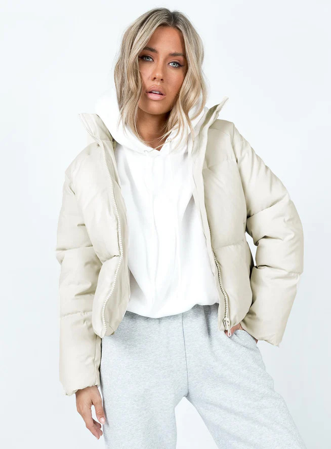 Augie Puffer Jacket Cream | Princess Polly US