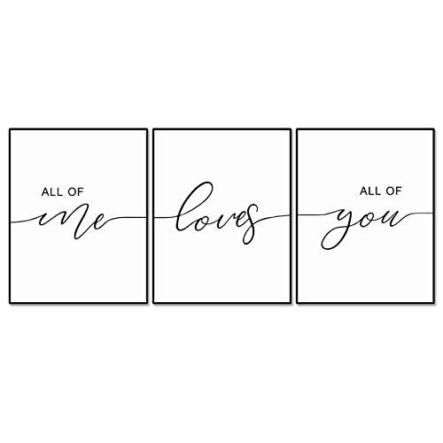 Set of 3, All of Me Loves All of You Print Quote, Bedroom Print Set, Minimalist Wall Art, Bedroom Po | Amazon (US)