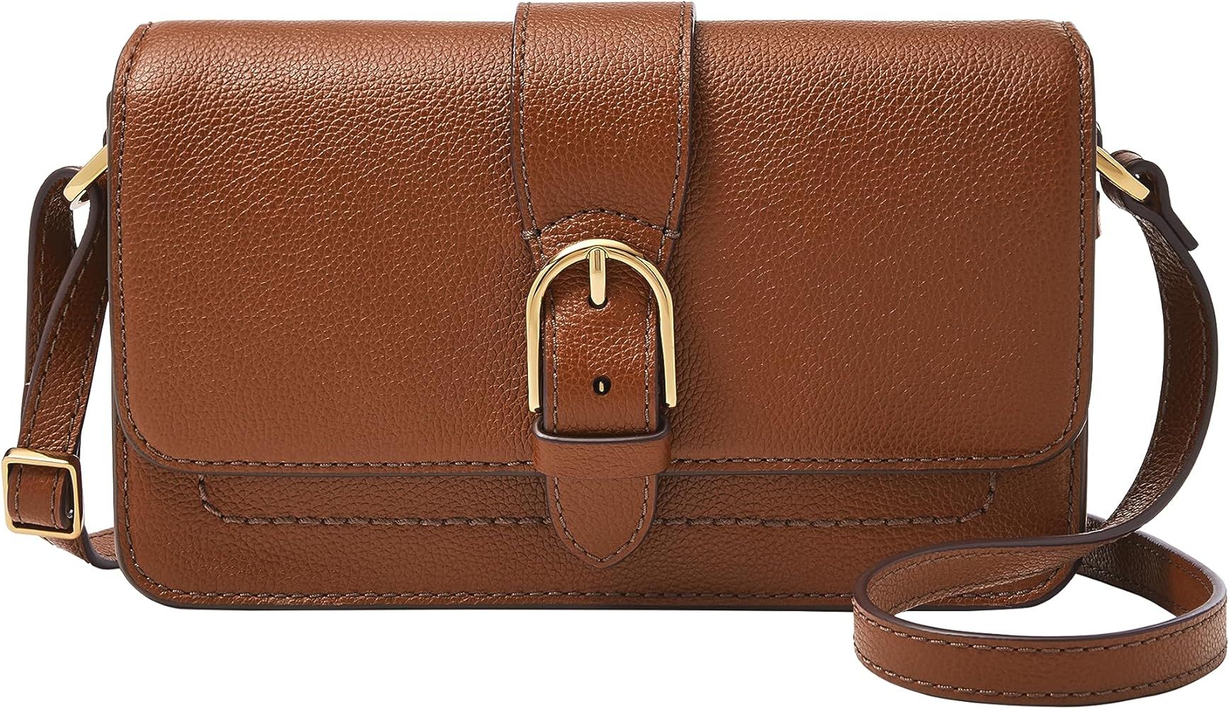 Fossil Women's Zoey Leather Large or Small Flap Crossbody Purse Handbag For Women | Amazon (US)