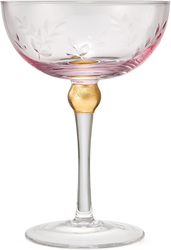 Art Deco Coupe Cocktail Glasses - Set of 4, 8oz Goblets for Champagne, Martini, Manhattan, Sideca... | Amazon (US)