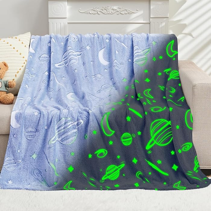 inhand Blue Space Toys Glow in the Dark Stars Blanket Birthday Gifts for Boys Cute Kids Blanket a... | Amazon (US)