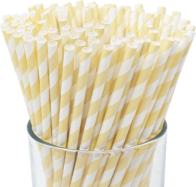 Just Artifacts Premium Disposable Drinking Striped Paper Straws (100pcs, Ivory) | Amazon (US)