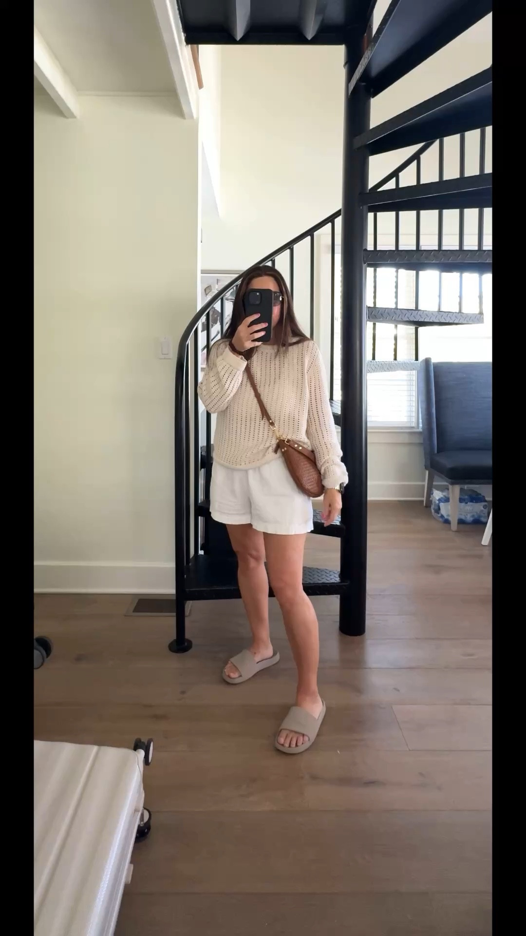 Easy neutral spring outfit you’ll wear on repeat 🤍 lightweight knit sweater + relaxed linen shorts paired with comfy slides and a woven crossbody for that effortless everyday look. Whole outfit is affordable. You’ll want these linens shorts in every color. Perfect casual outfit idea for running errands, travel days, beach vacation outfit, or laid back weekends. Shorts are currently 50% off. They come in Butter yellow linen shorts. Follow me on LTK for daily fashion, home decor & Amazon finds.

#LTKSeasonal #LTKootd #LTKSaleAlert