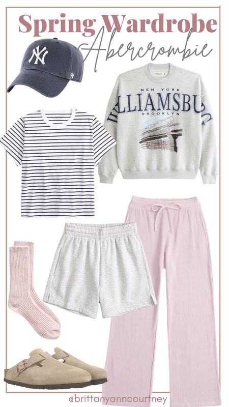Abercrombie spring new arrivals, pretty spring loungewear pieces from Abercrombie. 

If I ordered: small in tee, large or xl in crewneck (I love them super super oversized), large in pants and shorts- don’t like them tight across my butt


#LTKmidsize #LTKfindsunder100