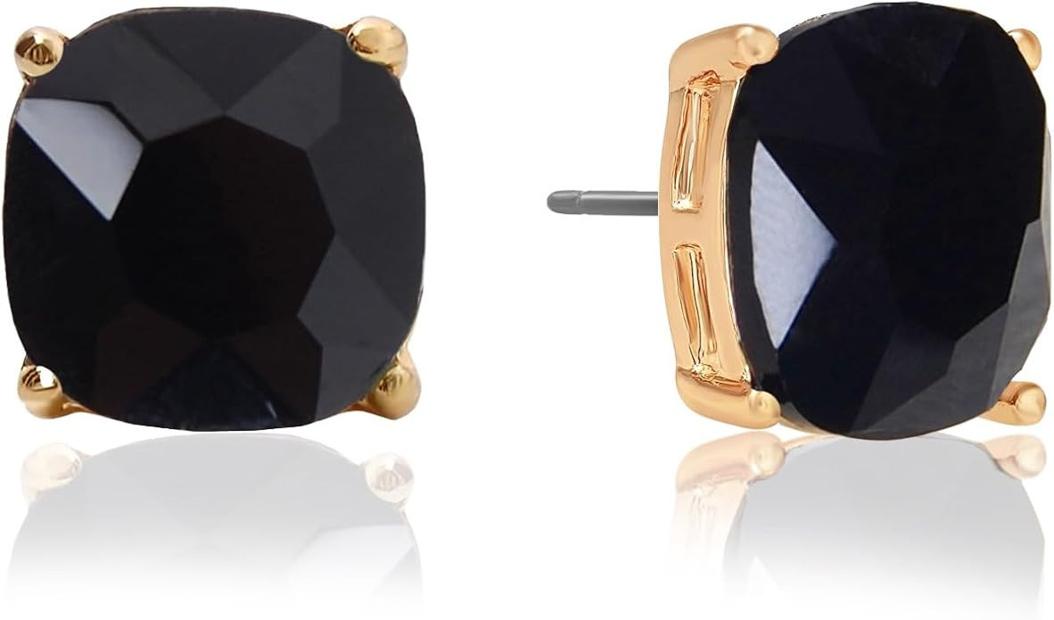 Humble Chic Large Square Stud Earrings for Women - Big Gold-Tone Glitter Statement Post Ear Studs | Amazon (US)