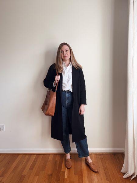 From my recent reel. A casual Friday outfit with my Way High Everlane jeans! I sized up in the jeans to a 31 and got them tailored. Wearing 29.5” inseam.

#LTKworkwear