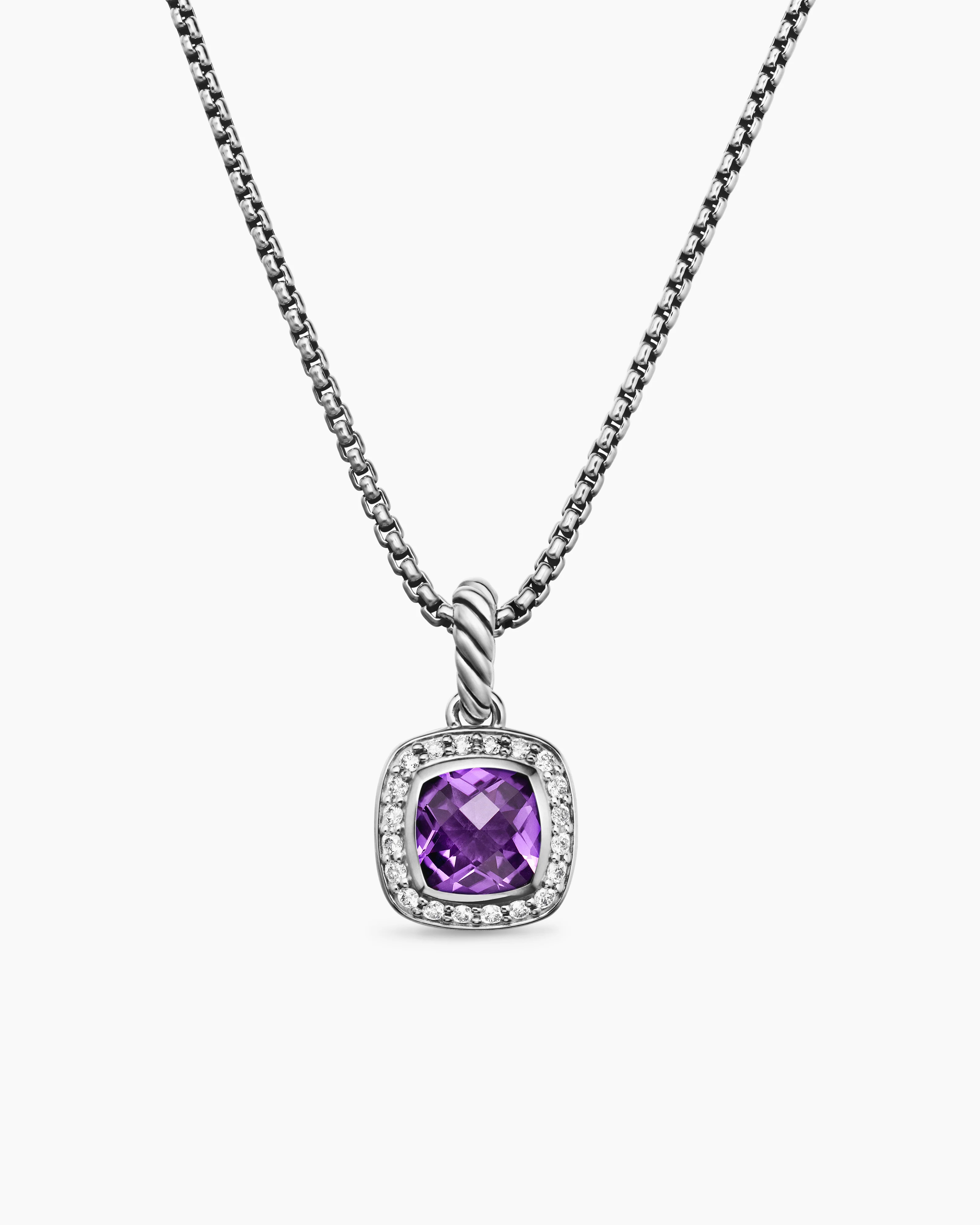 David Yurman | Petite Albion® Pendant Necklace in Sterling Silver with Amethyst and Diamonds, 7m... | David Yurman
