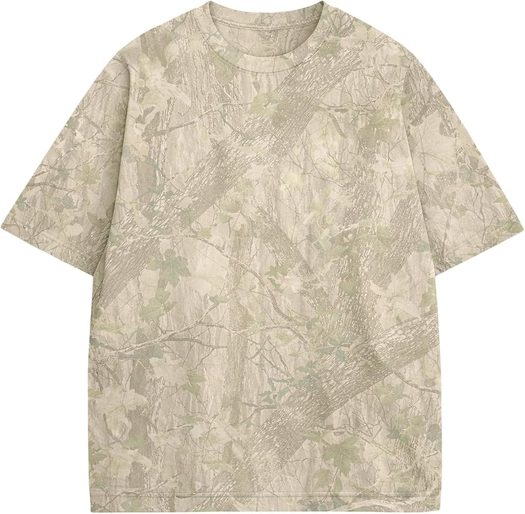 Camo Oversized Shirt Y2k Crewneck Maple Leaf Printed Short Sleeve Unisex Summer Graphic Tees | Amazon (US)
