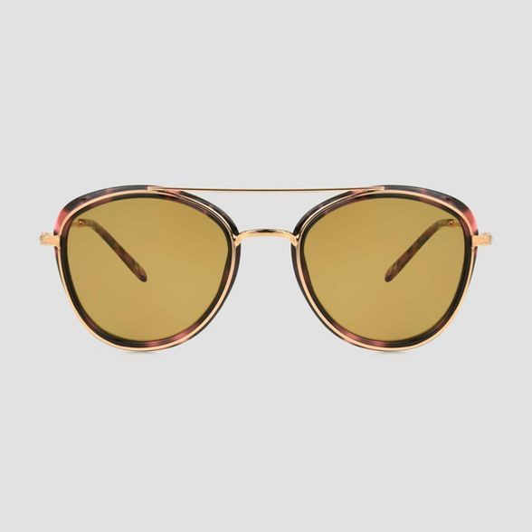 Women's Tortoise Shell Print Aviator Sunglasses - A New Day™ Brown | Target