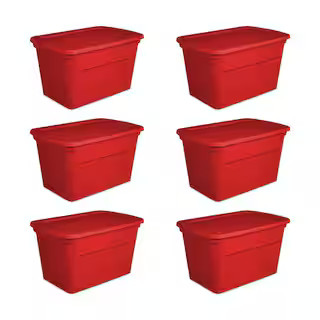 30 Gal. Durable Stacking Seasonal Storage Bin, Red (6-Pack) | The Home Depot