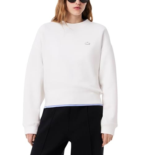 Lacoste Women's Back Print Oversized Sweatshirt, White, 12 | Amazon (US)