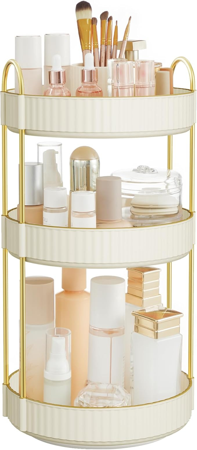 SONGMICS Makeup Organizer, 3-Tier Round Rotating Skincare Organizer Countertop, Customizable, Toi... | Amazon (US)