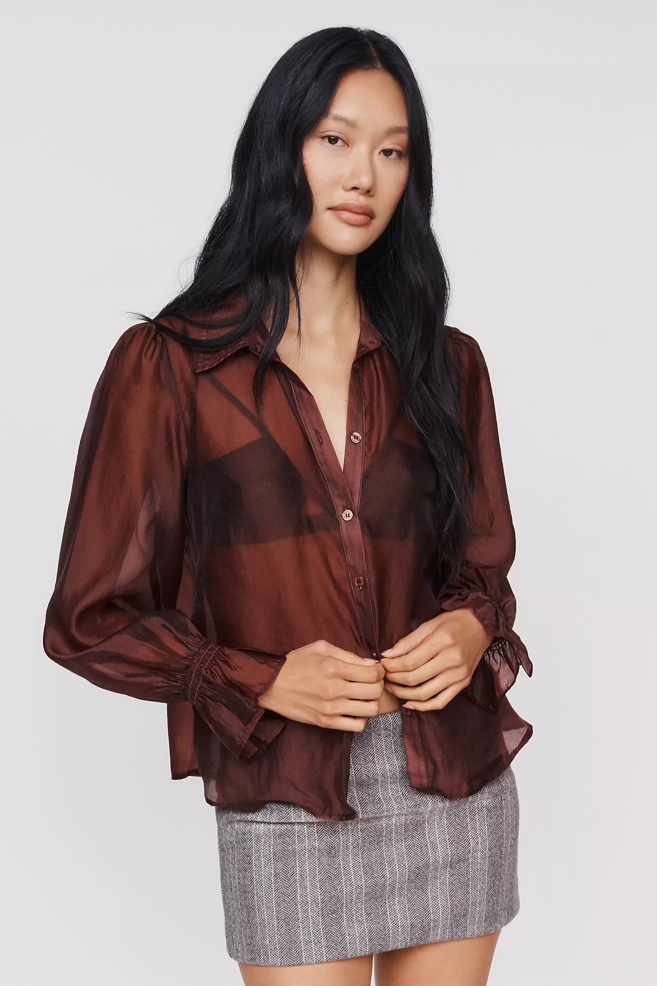 By Anthropologie Sheer Buttondown Blouse | Anthropologie (US)