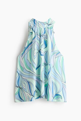 H & M - Printed Tie-Detail Top - Light Turquoise/Blue | H&M (US + CA)