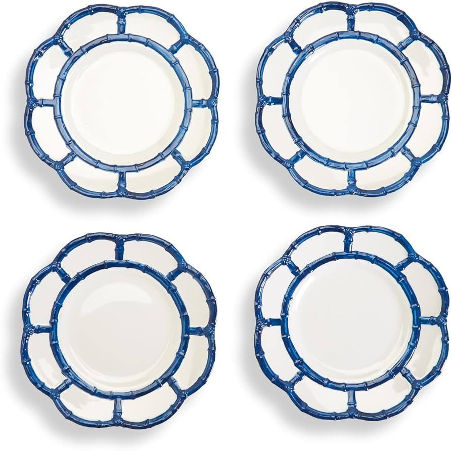 Two's Company Set of 4 Blue Bamboo Touch Accent Plate | Amazon (US)