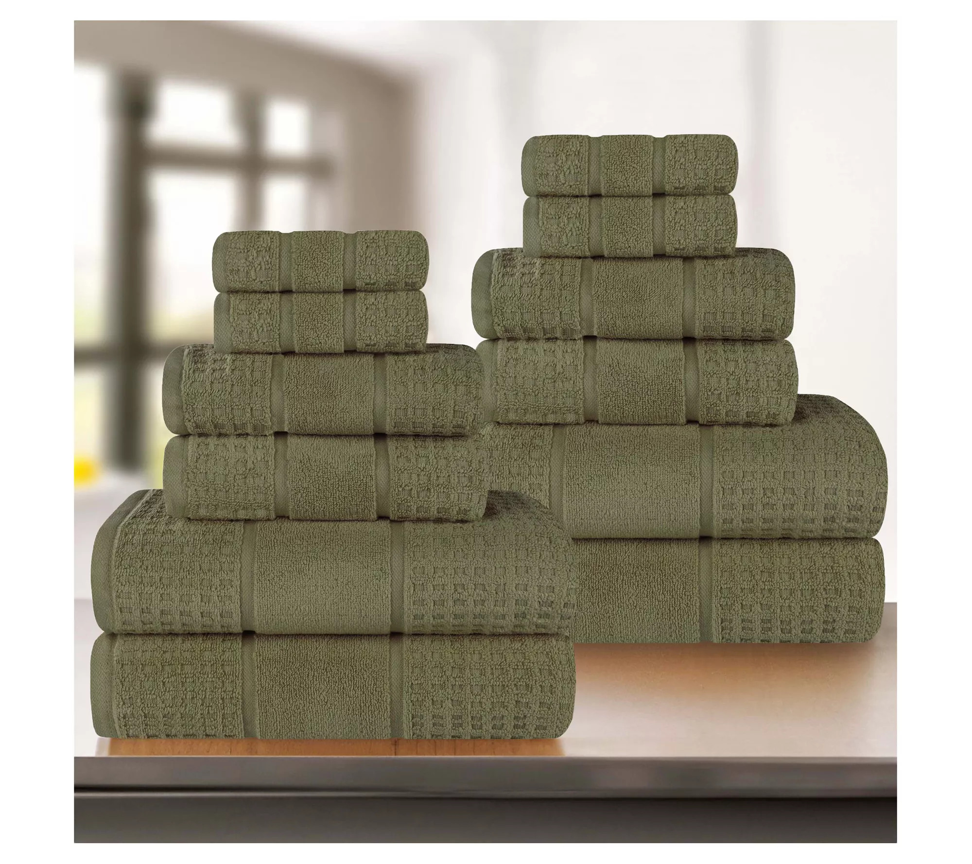Superior Cotton Waffle Honeycomb 12 Piece TowelSet - QVC.com | QVC