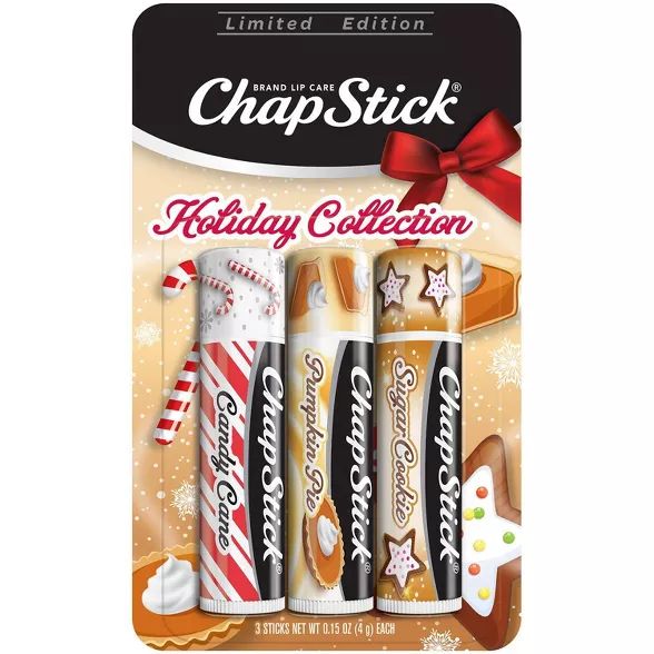 Chapstick Holiday Collection Lip Balm - Candy Cane, Pumpkin Pie & Sugar Cookie - 3pk | Target
