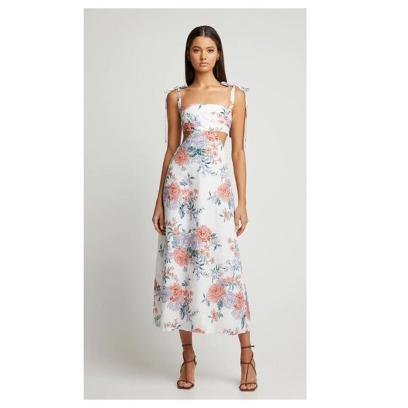 SOFIA THE LABEL Mimi Cut Out Midi Dress Jewel Floral | Poshmark