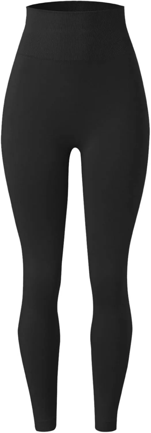 XIAOBU Workout Leggings Women's High Waist Elastic Skinny Yoga Pants Solid  Soft Ribbed Running Fitness Tights : : Clothing, Shoes 