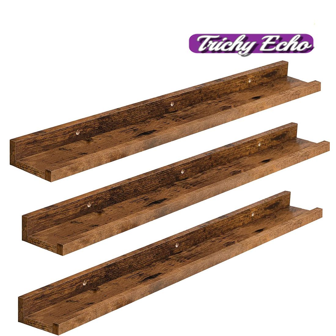 Floating Shelves, Wall Shelf Set of 3, 35.4 Inches Hanging Shelf with Raised Edge and Invisible B... | Walmart (US)