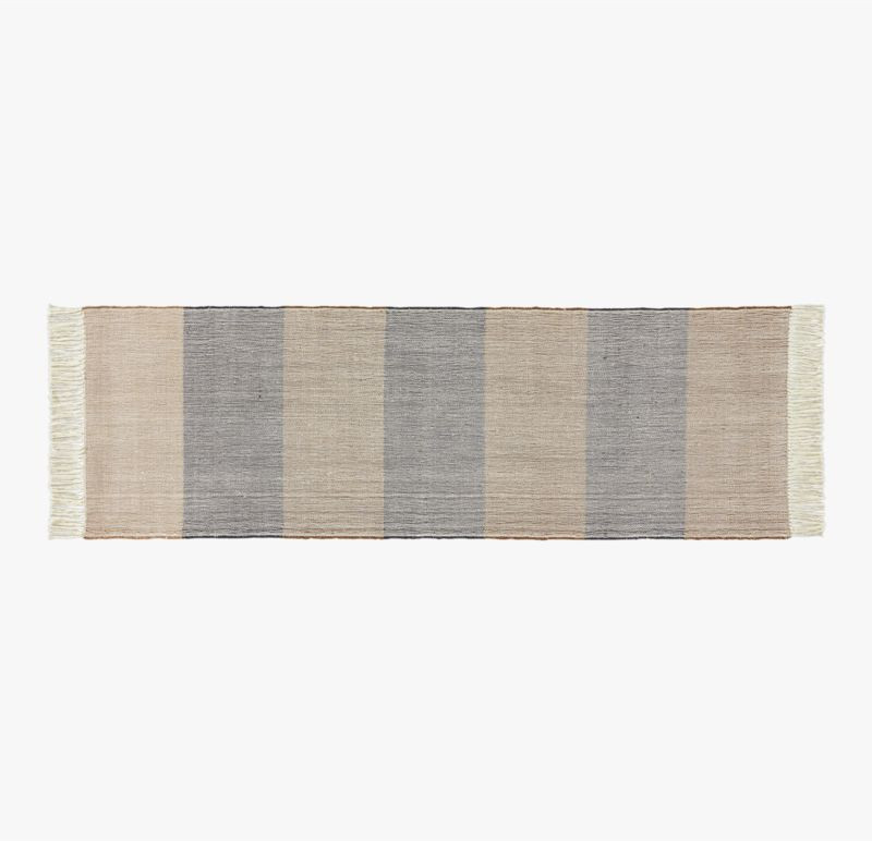 Kelso Brown and Blue Stripe Indoor/Outdoor Runner Rug 2.5'x8' | CB2 | CB2
