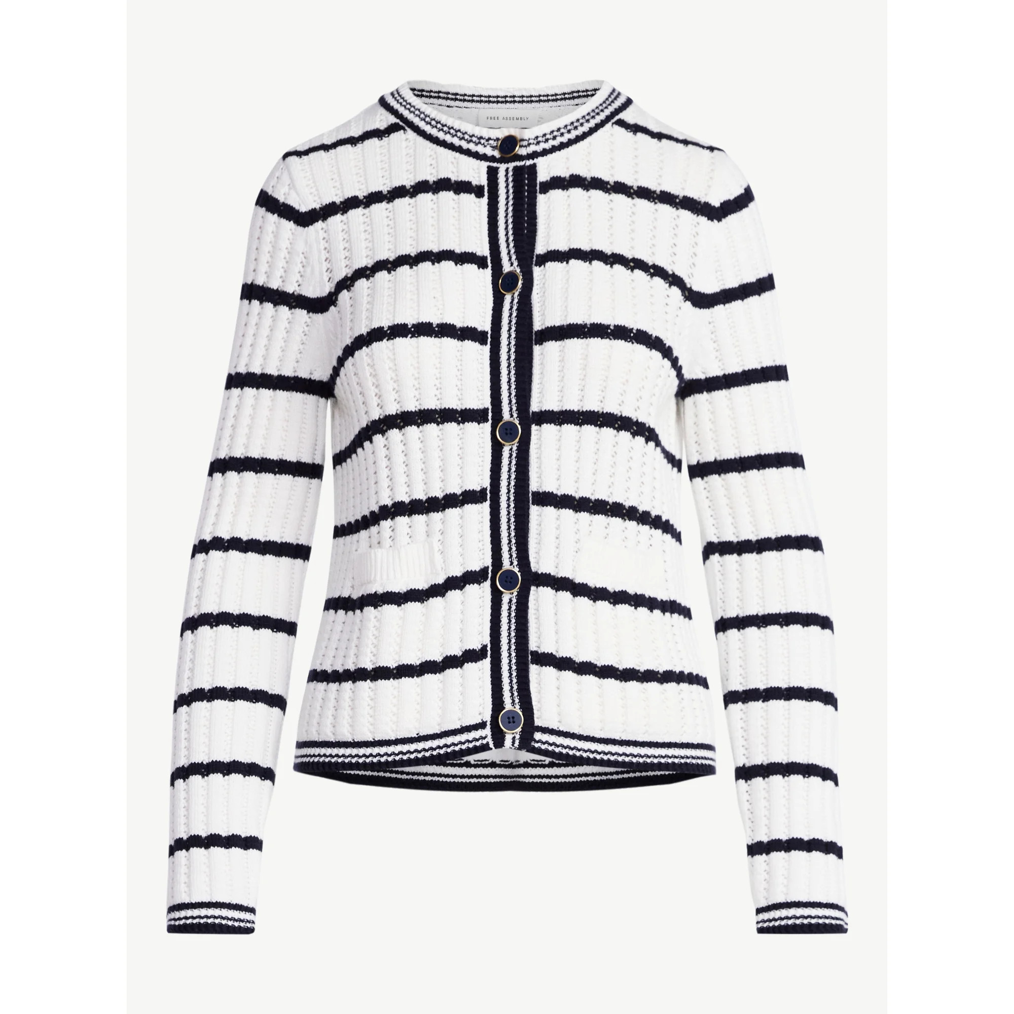 Free Assembly Women's Textured Stitch Cotton Cardigan Sweater with Long Sleeves, Lightweight, Siz... | Walmart (US)