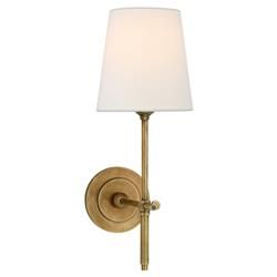 Visual Comfort Bryant Modern Antique Brass Linen Shade Sconce - Small | Kathy Kuo Home