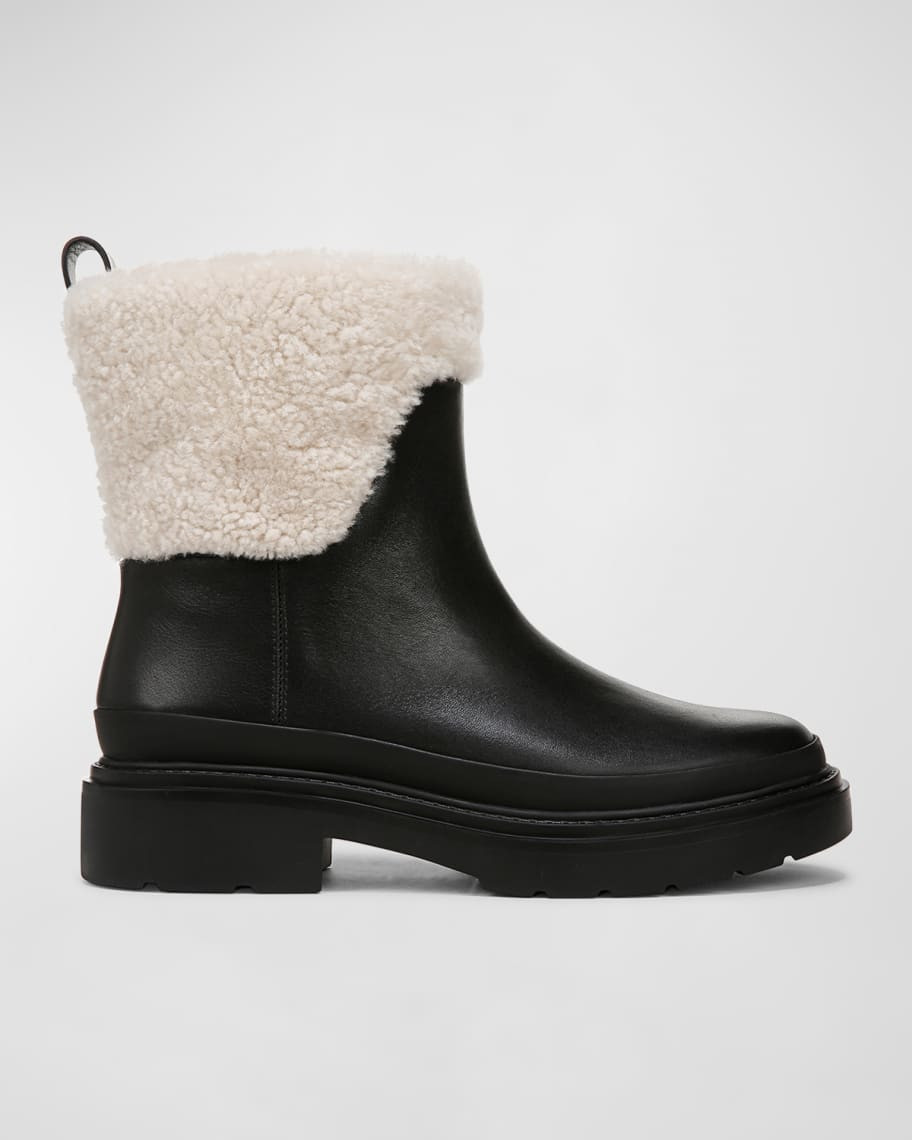 Vince Leather Shearling Winter Booties | Neiman Marcus