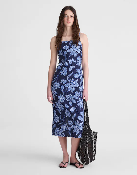 Ruched Squareneck Sleeveless Midi Dress | Madewell