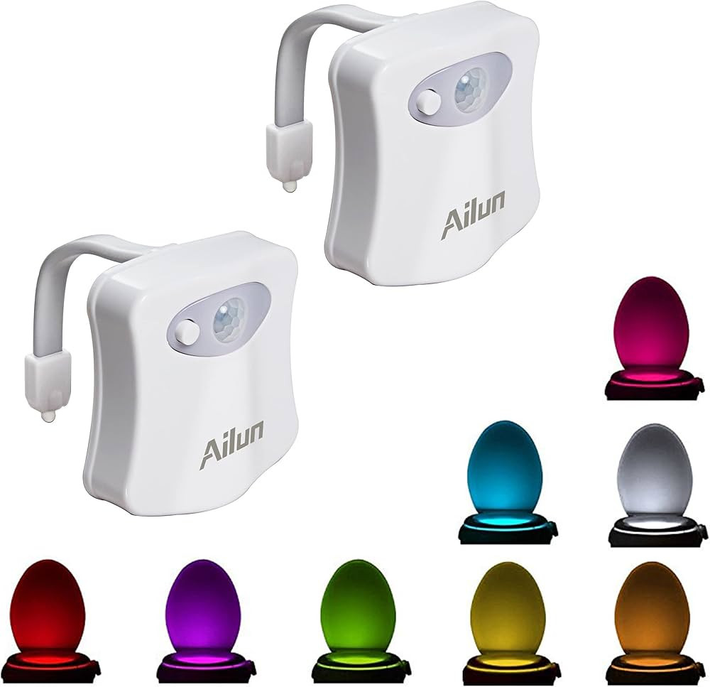 Toilet Night Light 2Pack by Ailun Motion Sensor Activated LED Light 8 Colors Changing Toilet Bowl... | Amazon (US)