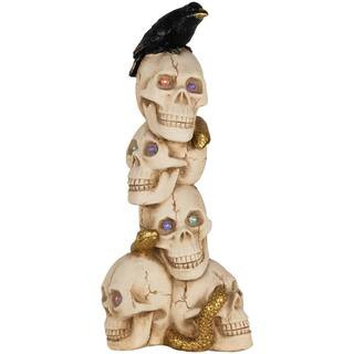 27.5 in. LED Lighted Skull Tower with Raven Halloween Decoration | The Home Depot
