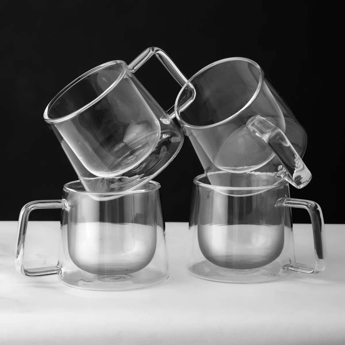 Double Walled Glass Coffee Drink Mug with Handle 8.5oz | Wayfair North America