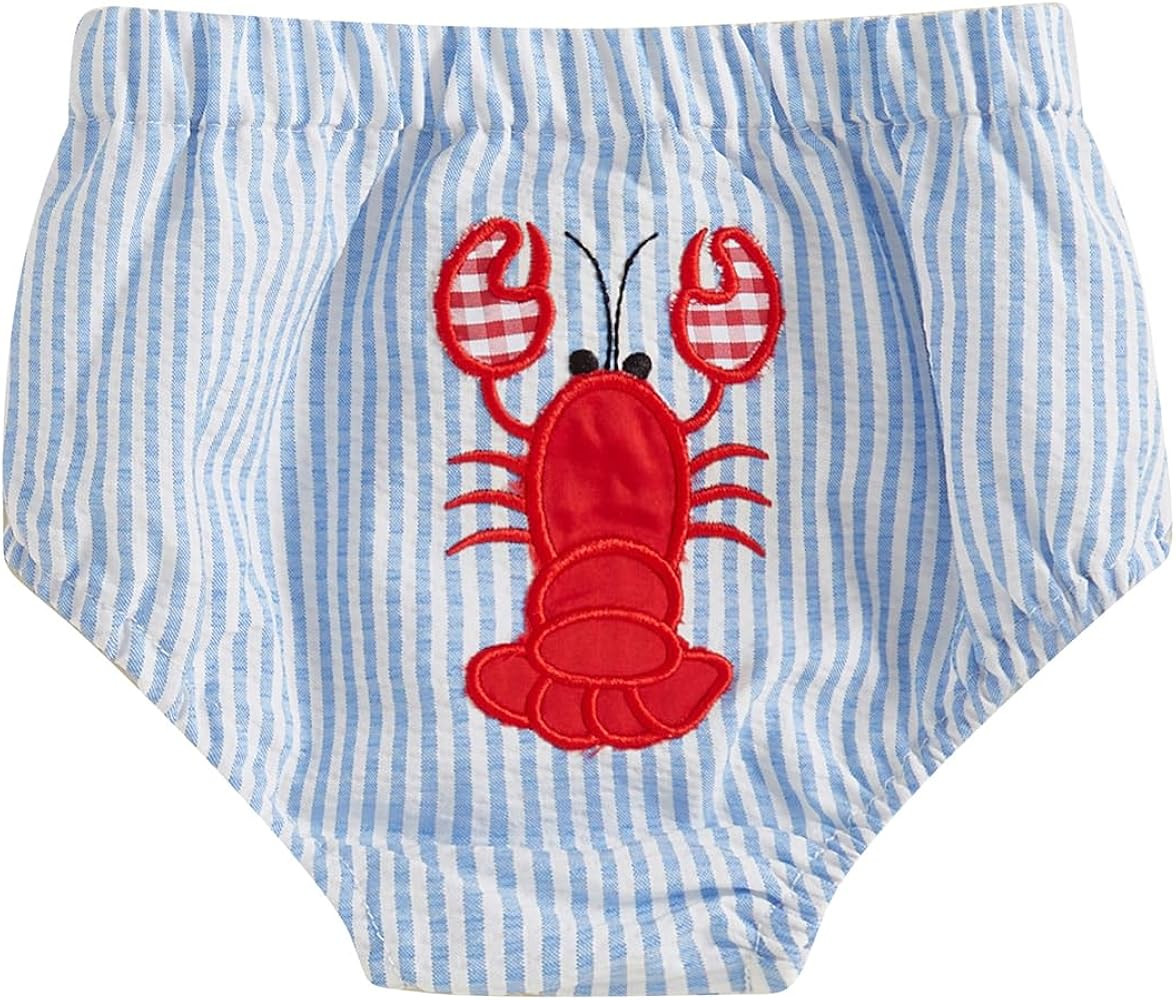 xkwyshop Infant Newborn Baby Boy Summer Outfit Lobster Crawfish Bubble Shorts Striped Diaper Cove... | Amazon (US)
