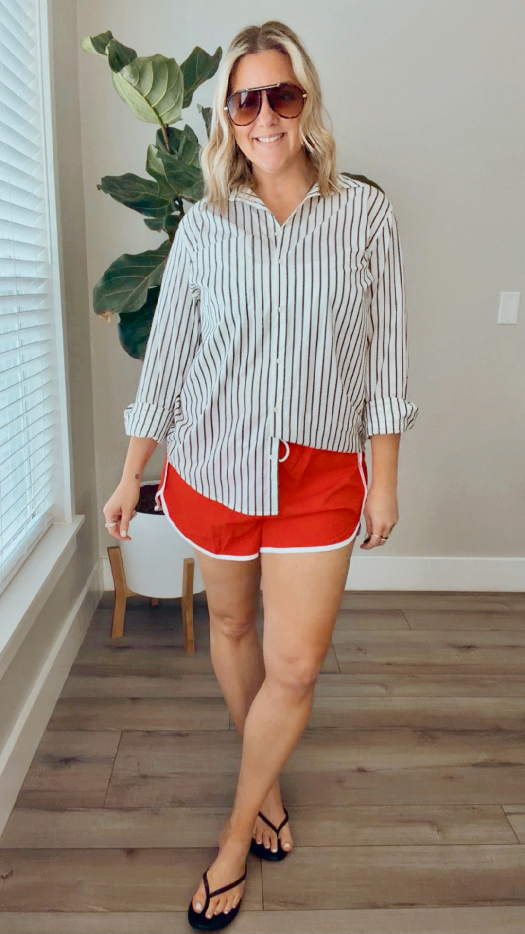 80° in February? Say less. ☀️🔥

Closet-staple striped button down (mine’s an old Target fave 🙌) + easy shorts = casual but still pulled together.

Linking similar tops because a good throw-on-and-go is a must.

#BetterJazzedUp #Over40Style #CasualChic #MomStyle #BougieOnABudget

#LTKMidsize #LTKmomlife #LTKOver40