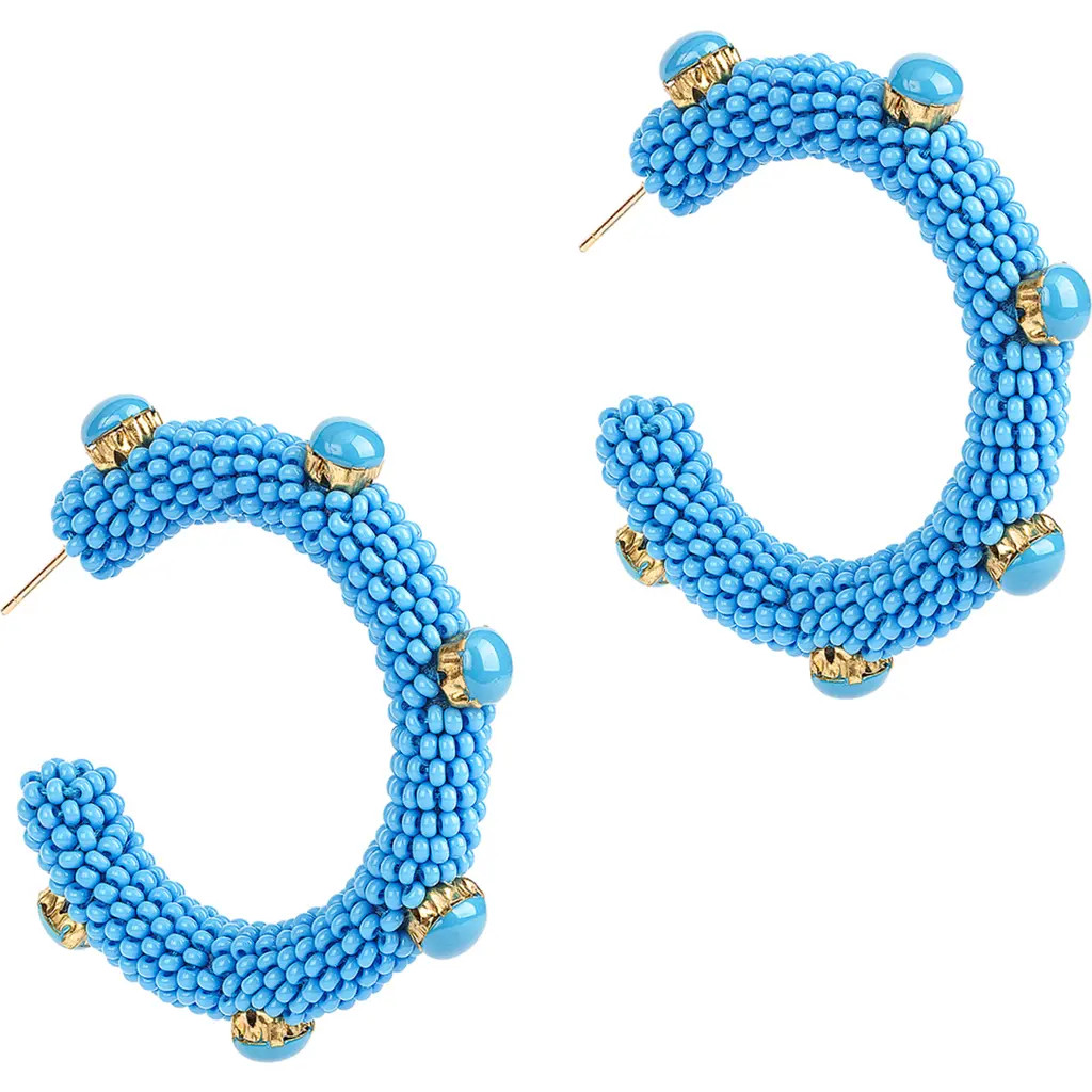 Deepa Gurnani Hayes Beaded Hoop Earrings in Turquoise at Nordstrom Rack | Nordstrom Rack