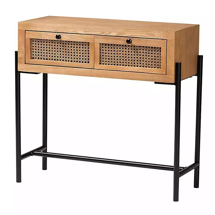 New! Light Wood and Rattan 2-Drawer Console Table | Kirkland's Home