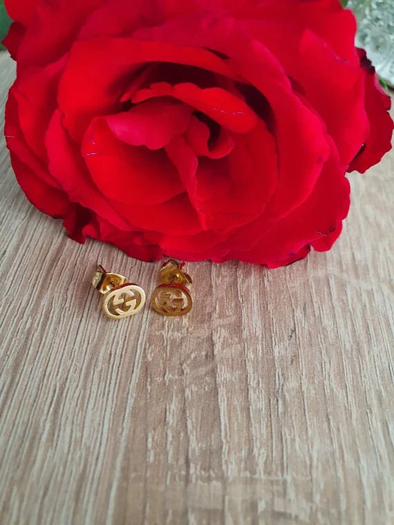 18K Gold Plated Designer Inspired Luxury Double G G  Stud | Etsy | Etsy (US)