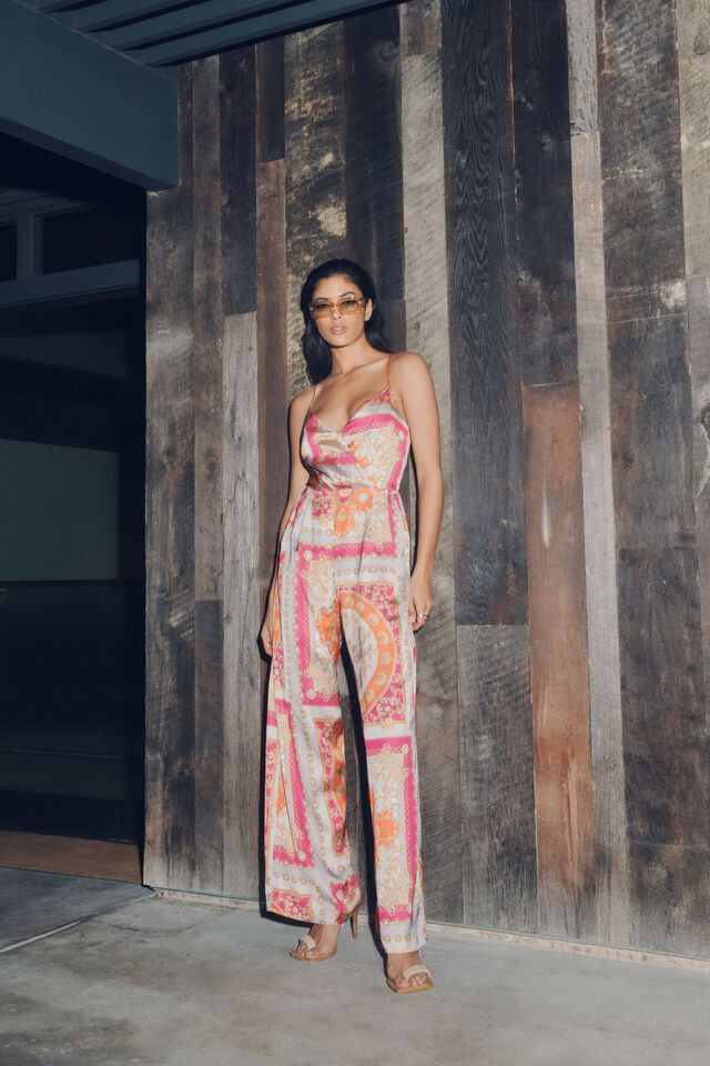 Wrap Satin Jumpsuit | Dynamite Clothing