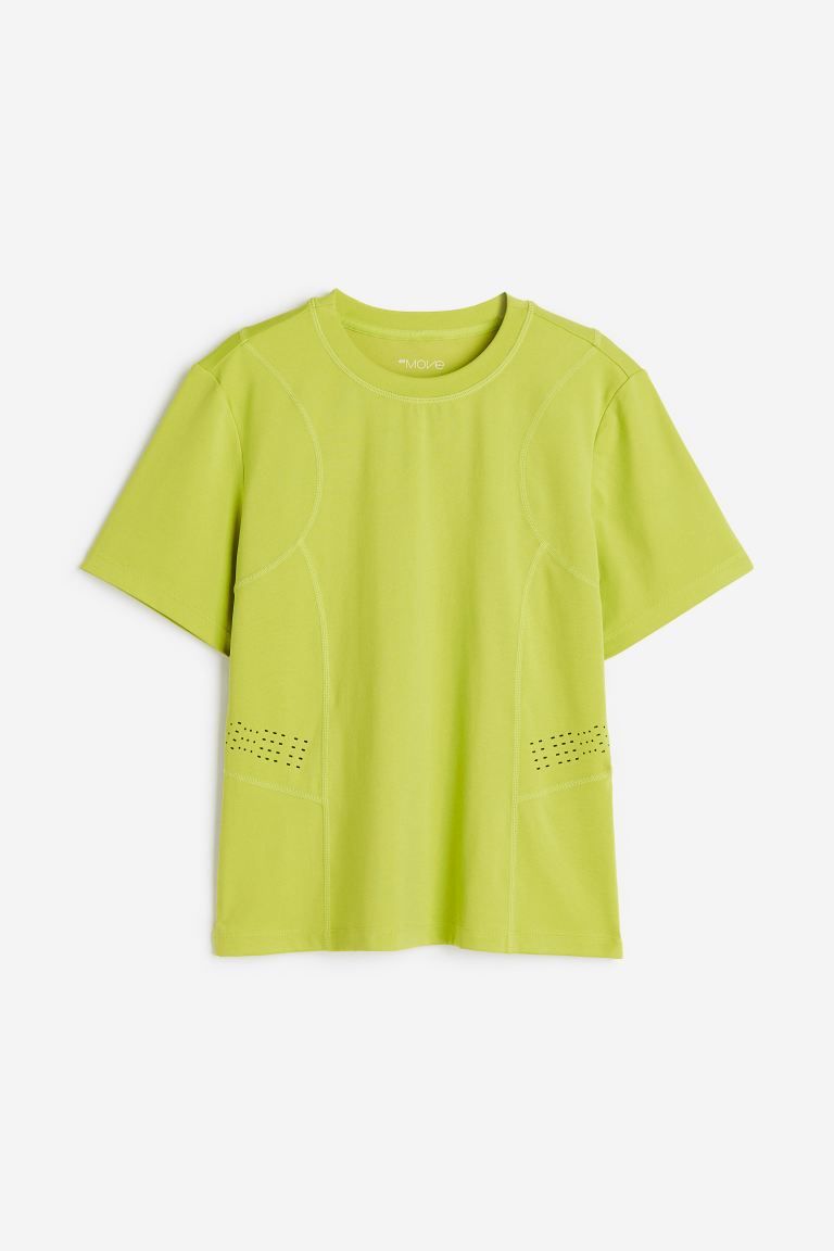 Sporttop van DryMove™ - Ronde hals - Korte mouwen - Limegroen - DAMES | H&M NL | H&M (DE, AT, CH, NL, FI)