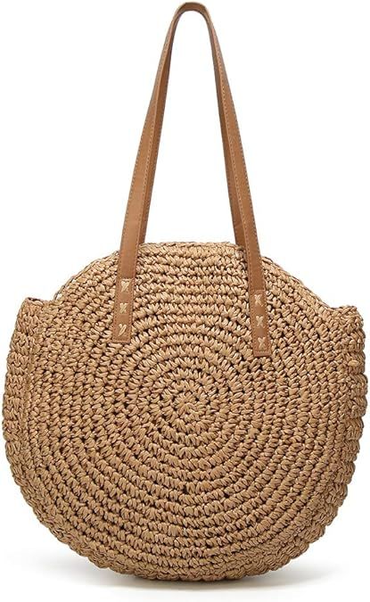 Straw Beach Bags Tote Tassels Bag Hobo Summer Handwoven Shoulder Bags Purse With Pom Poms | Amazon (US)